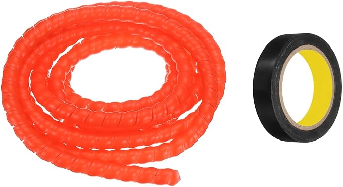 MECCANIXITY Spiral Cable Wrap 9.8ft/3.0M 12mm Cable Management Sleeve PP Insulation Cord Organizer for Computer Wire Power Cable Gas Pipe Red with Tape