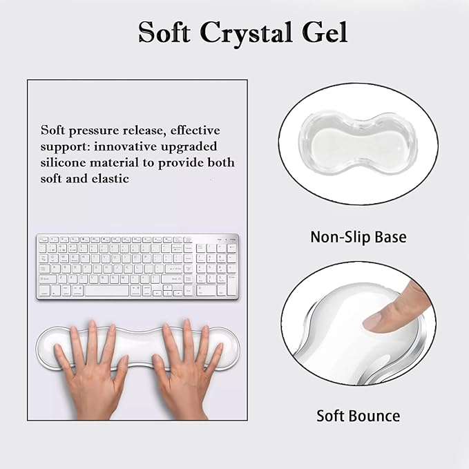 Wrist Rest for Keyboard and Mouse, Ergonomic Gel Keyboard Wrist Rest for Effortless Typing & Pain Relief, Cool Silicone Gel Wrist Support Pad for Gaming, Computers, Laptops, Office