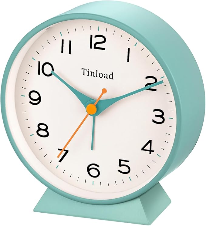 4.5" Battery Operated Retro Analog Alarm Clock, Small Silent Bedside Desk Clock,Lighted on Demand, Battery Operated, Snooze, for Living Room, Bedroom, Bedside, Desk(Green)