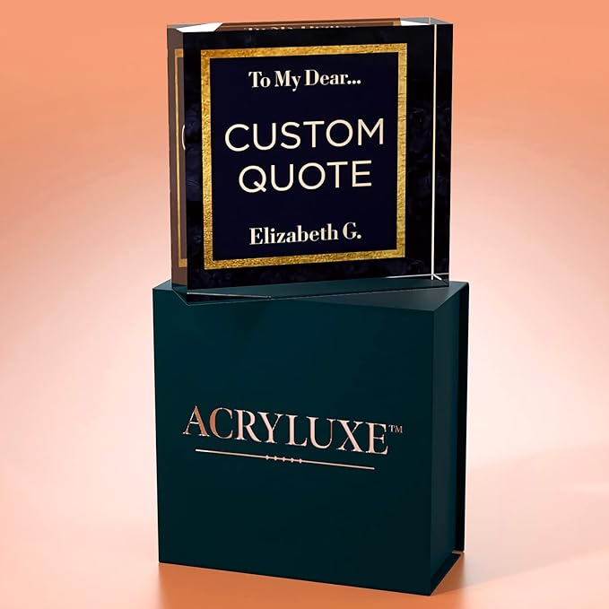 Custom Acrylic Sign Personalized, Custom Desk Name Plate, 18 Styles, (4"x4"), With Gift Box, USA Made by Acryluxe. (Folsom)