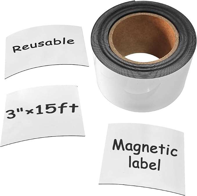 Dry Erase Magnet Strips Roll 3 Inch x 15 Ft，Dry Erasable Magnets Sentence Strips for Teacher，Reusable Writable Strip for Calendars & Schedules，Dry Erasable Magnets Sentence Strips