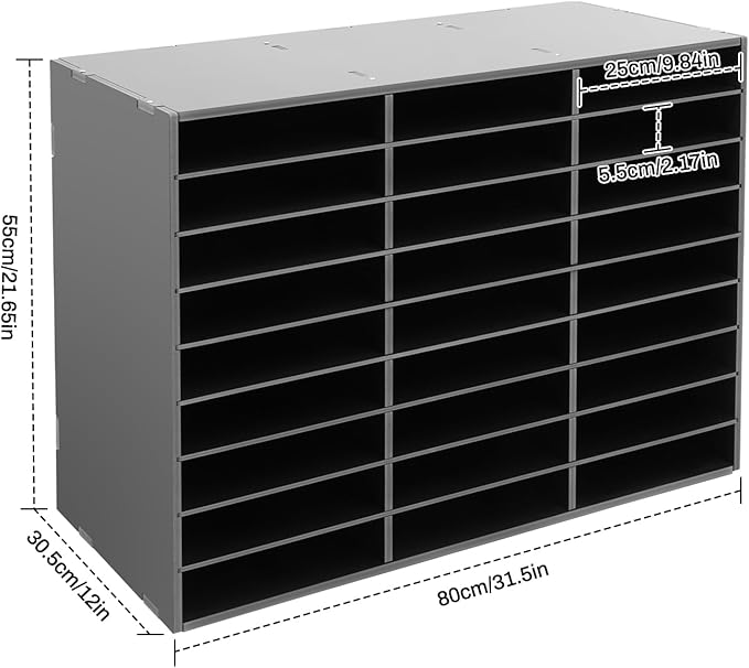 27 Slot Literature Organizer, Vertical Desktop File Sorter Mail Center with Thickened PVC Board, Vertical Paper Storage Cabinet for Classroom, Home & Office (27 Slots Black)