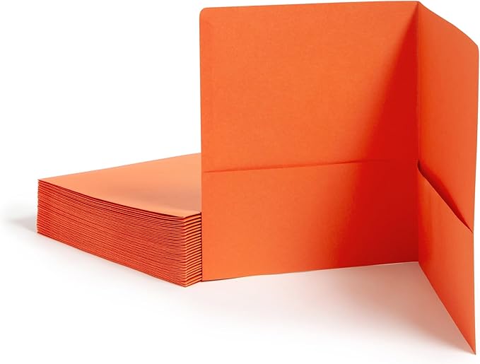Smead Two-Pocket Heavyweight Folder, Paper Folders with Pockets, Letter Size, Orange, 25 per Box (87858)