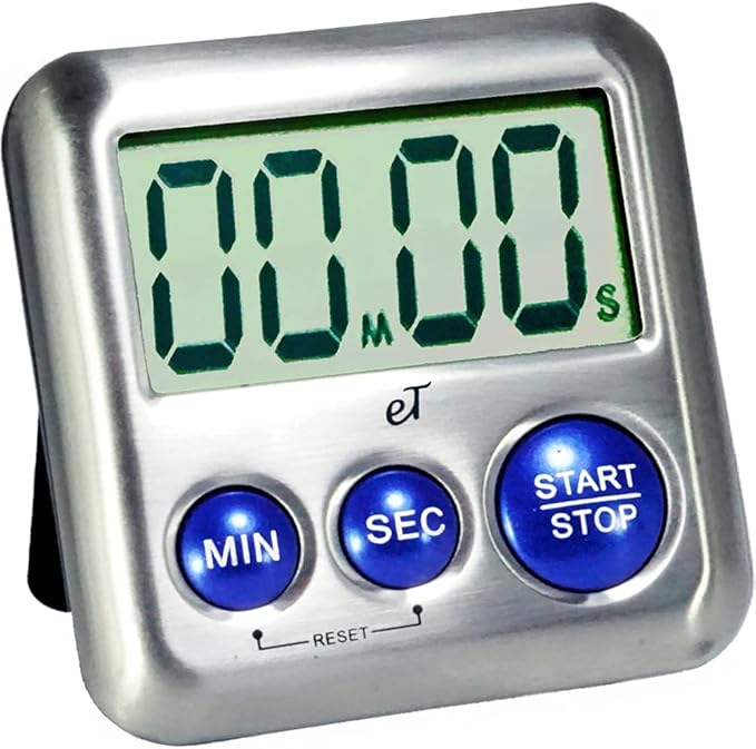 Elegant Digital Kitchen Timer Stainless Steel - Plumberry - Strong Magnetic Back - Kickstand - Loud Alarm - Large Display - Auto Memory - Auto Shut-Off - Model eT-24 (Plumberry) by eTradewinds