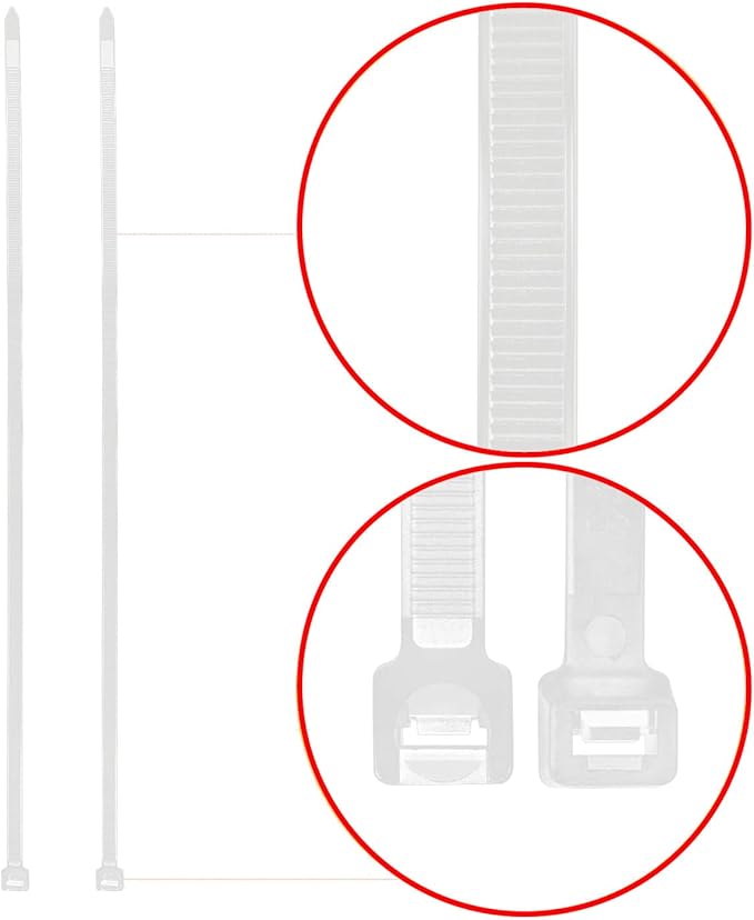 Superun Heavy Duty Zip Ties 16 Inch, Strong Large White Zip Ties 120 Lbs Tensile Strength Selflocking Wire Ties (Industrial Grade Cable Ties) Pack of 50 Clear