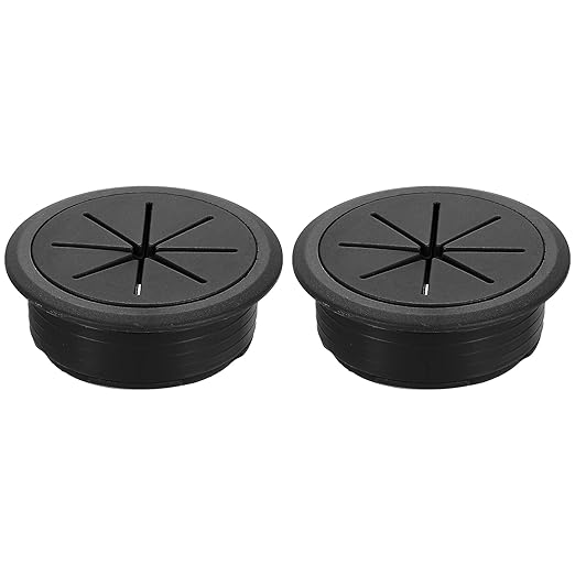 uxcell 2 Pcs Desk Grommet, 1.97 Inch 50mm Desk Cable Hole Cover Wire Hole Insert for Home Office Table Cabinet Cord Organizer, Black
