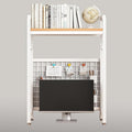 Desk Shelf Bookcase 1-Tier Metal Desktop Bookshelf Hutch with Grid Panel and DIY design possible Multipurpose Storage Organizer Display Rack for Dorm Office Home Computer Desk(White 21.7"×7.9"×38.6")