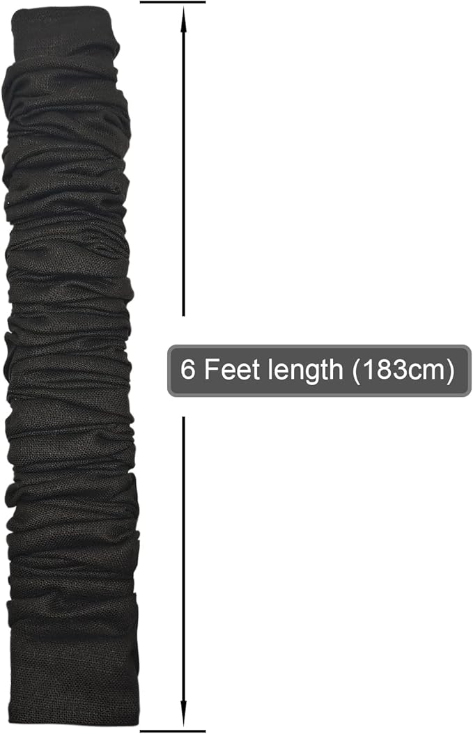 Fabric Cord Cover & Chandelier Chain Cover 2 Pack 6Feet Length for Chandelier Lighting Wires Natural Burlap Easy to Install (Black)
