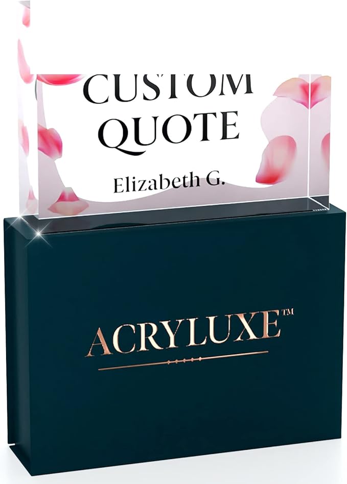 Personalized Gifts, Custom Quote Block Letter Board,Crystal-Clear Acrylic With Gift Box,17 Styles, Holiday and Christmas Gift for Mom, Dad, Girlfriend, Him or Her, Husband, Wife (5"x7, Pink Petals)