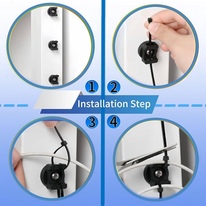 20 Pcs Magnetic Cable Zip Tie Mounts with Duty Zip | Multipurpose Magnetic Cable Holder for Cable Management | Includes Adhesive Tabs for Non-metal Surfaces, Suitable for Walls, Tables and Cars