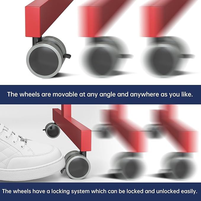 TSJ OFFICE Large Rolling Whiteboard - Dry Erase Magnetic 48 x 32 Inches White Board Height Adjust Double Sides Mobile Portable Easel on Wheels, Dry Erase Board with Stand for Office, Home & Classroom