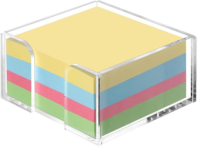 Acrylic Sticky Note Holder, 3 x 3 Inch Crystal Clear Sticky Notes Dispenser, Self Stick Note Pad Holder, Desk Organizer Accessories for School Office Dorm