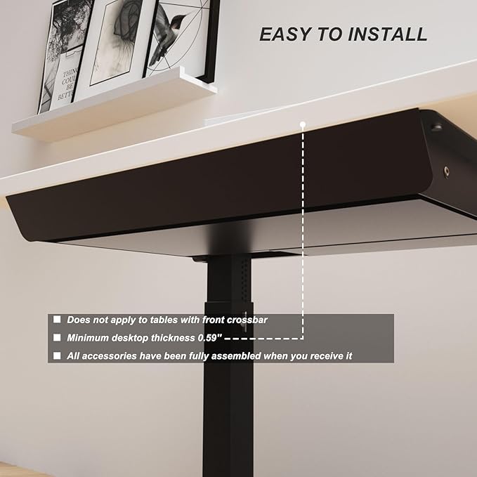 Large Under Desk Mounted Sliding Drawer with Bamboo Tray and 60 Degree Tilt Panel to Pull Out, 30'' Long & 13'' deep Large Storage Organizer for Sit Stand Workstation