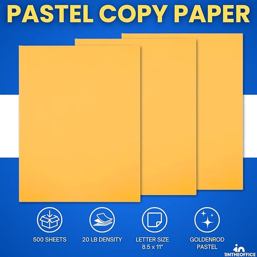 1InTheOffice Colored Copy Paper 8.5x11, Yellow Colored Copy Paper, Printer Paper, 20lb Density, Letter Size, 500 Sheets