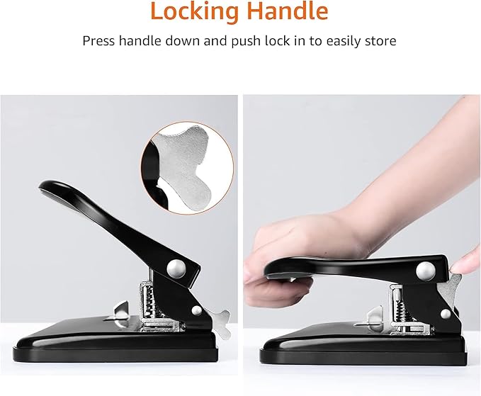 Amazon Basics 2/3 Hole Punch, Semi-Adjustable, 30 Sheet Capacity, Black