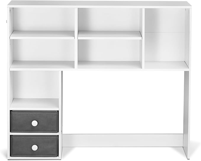 VEVOR 3-Tier Desktop Bookshelf, 37" x 10" x 31.1" Office Storage Rack, Modern Style, Melamine Finish, Heavy Duty, 3 Shelves, Large Capacity, Easy Assembly, Wall Mountable, White