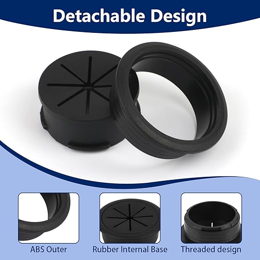 10 pcs Desk Grommet, 2 inch/50 mm Desk Hole Cover, Black Cable Grommet for Wire Cord Through The Table, Cabinet, Countertop and Other Furniture
