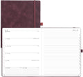 POPRUN Weekly Planner 2025-2026 (Large 8.5''x 10.5'') Academic Calendar (JUL.25 - JUN.26) Appointment Book with Monthly Tabs, Leather Soft Cover, Inner Pocket, 100 GSM - Claret
