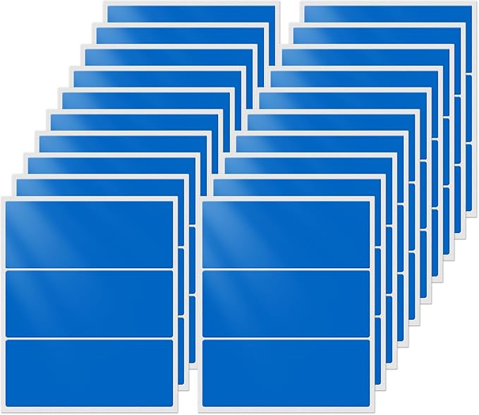 FINDAT Colored Stickers 4×2 Inch Vinyl File Folder Sticker Blue Rectangle Removable Waterproof Color Coding Moving Label for Boxes Office Inventory Labeling 60 PCS