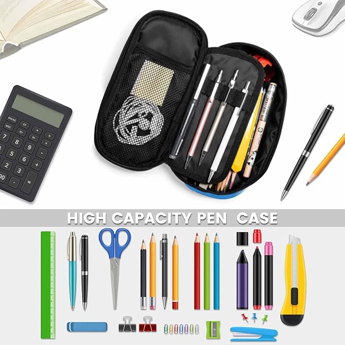 Wolves Pencil Case Organizer Beast Wolf Animal Blue Stationery Box Makeup Box School Supply for Boy Girl Men Women