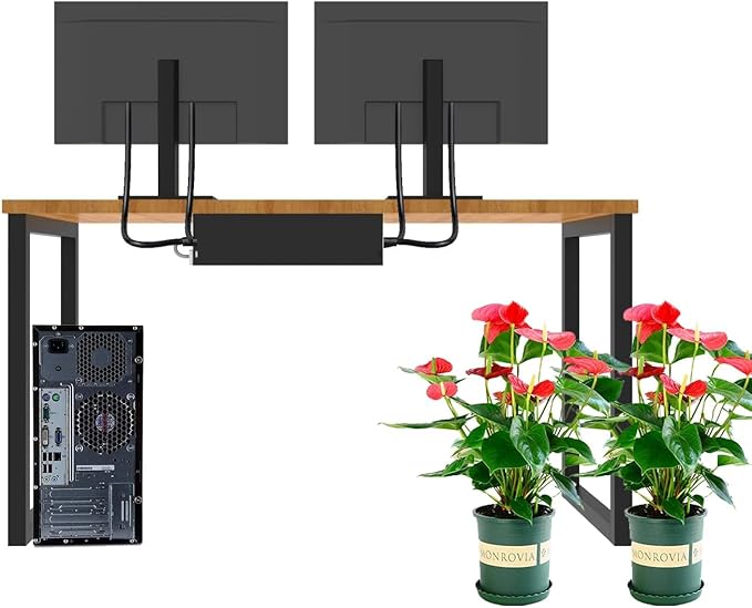 Jingchengmei Under Desk 17 inch Wide Cable Management Tray, Power Strip Holder, Metal Cord Organizer, Wire Management for Office and Home, Black (UDCMT17In, Black)