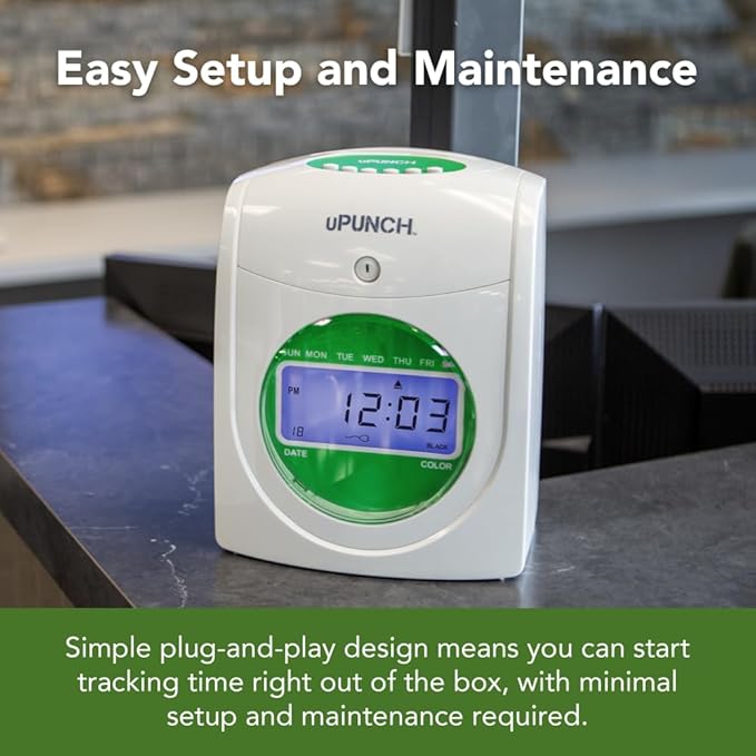 uPunch HN3540 Complete Small Business Start-Up Kit: AutoAlign Time Clock System with 400 Time Cards, 4 Ribbons, and 2 Racks