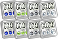Elegant Digital Kitchen Timer Stainless Steel - Variety 8 Pack - Strong Magnet - Loud Alarm - Large Display - Auto Memory - Auto Shut-Off - (2 Each Silver, Lime, Plumberry, Charcoal 8-Pack)