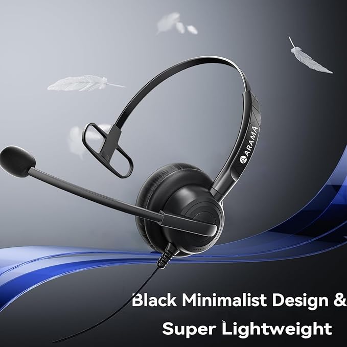 Arama Headset with Microphone for Pc, USB Headset with Mic, Computer Headphones with Noise Canceling Microphone for Laptop, Wired Headphones with Mute for Home Office Online Class Skype Zoom Meetings