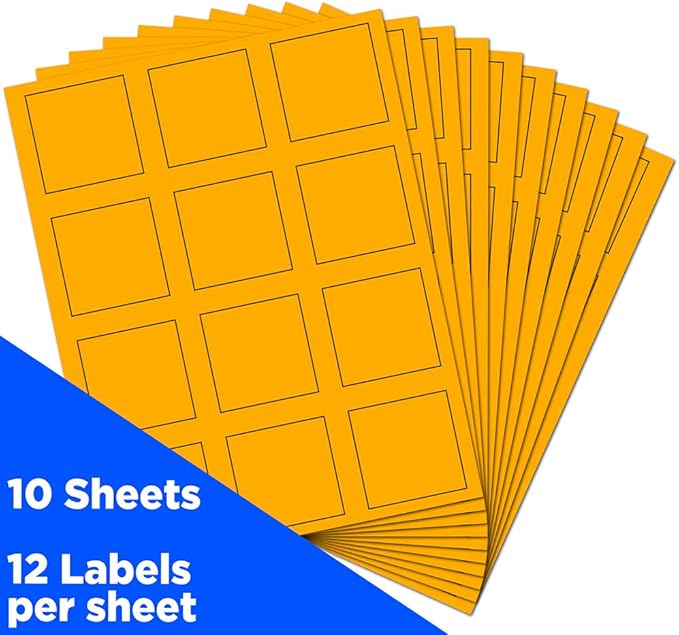 JAM PAPER Product & Container Labels - Square - 2 x 2 - Neon Orange - 120/Pack