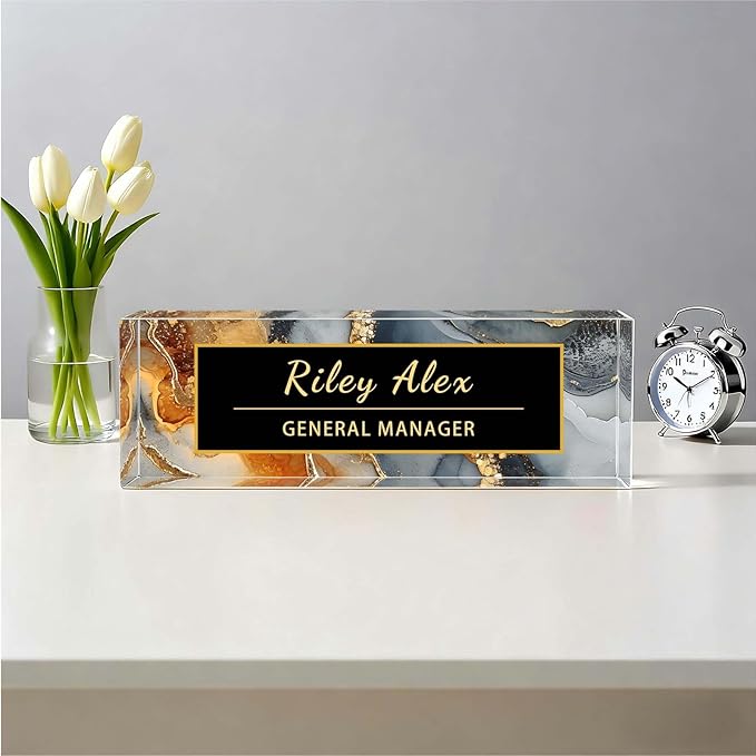 Desk Name Plate Personalized, Office Decor Cute Desk Accessories for Employee Appreciation Gifts Office Gifts for Boss, Teacher (S3)