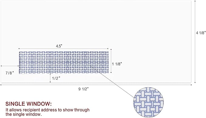 1000 Pack #10 Single Left Window SELF Seal Security Envelopes, Designed for QuickBooks Invoices & Business Statements, Computer Printed Checks Peel and Seal Flap, Size 4-1/8 x 9-1/2 Inches, 24 LB