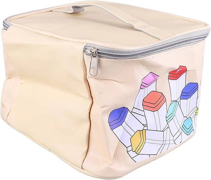 CHICIRIS Marker Case 120 Storage Holders Durable Large Opening for Travel, Marker Pen Case PU Leather Holder for Artists and Students
