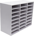 24 Slot Paper Organizer 24 Compartment Classroom Mailbox Adjustable Mail Sorter Desktop File Sorter, Paper Trays for Classroom, Office, Home (White)