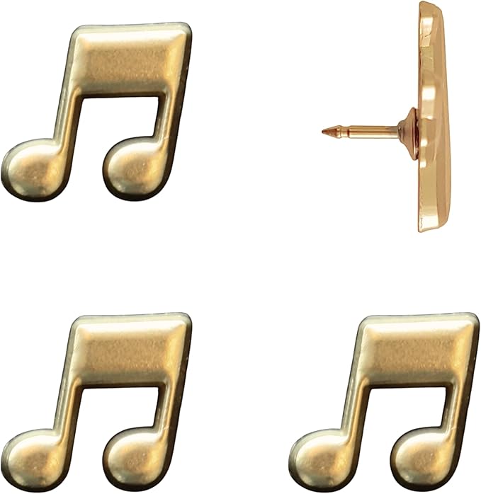Music Note Push Pins - Gold Musical Note Map Pins for Cork Boards, Maps, or Lapel Use - Designed in USA - Set of 4