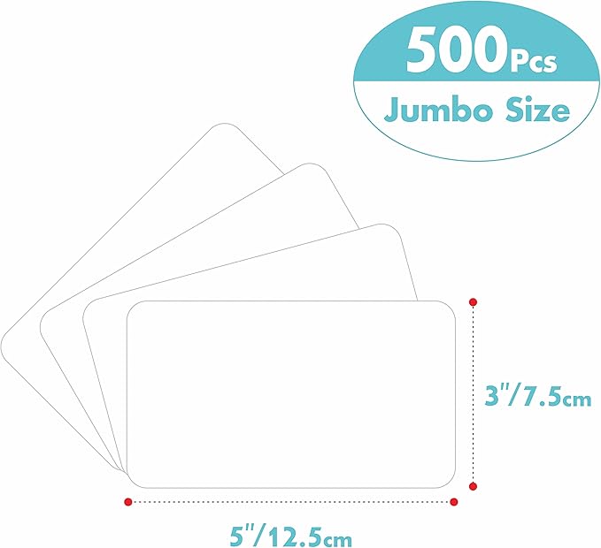 500 Blank Labels, Rectangular Color Code Label with Perforation Line for Home Organization Projects, Bins, Kitchen Storage Containers, Desk Items(5” x 3”)