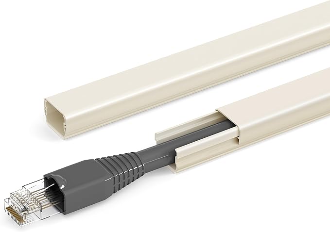 ZhiYo Mini Cord Hider - 170in PVC Self-Adhesive Cord Cover for TV, Extension Cord & USB Wires - Beige Wall Cable Hider for Wall Mounted TV - Seamless Connection