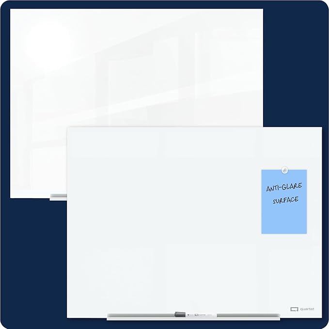 Quartet Magnetic Glass Dry Erase White Board, 6' x 4' Anti-Glare Whiteboard for Wall, InvisaMount Frameless, White (Q017147F02IMW)
