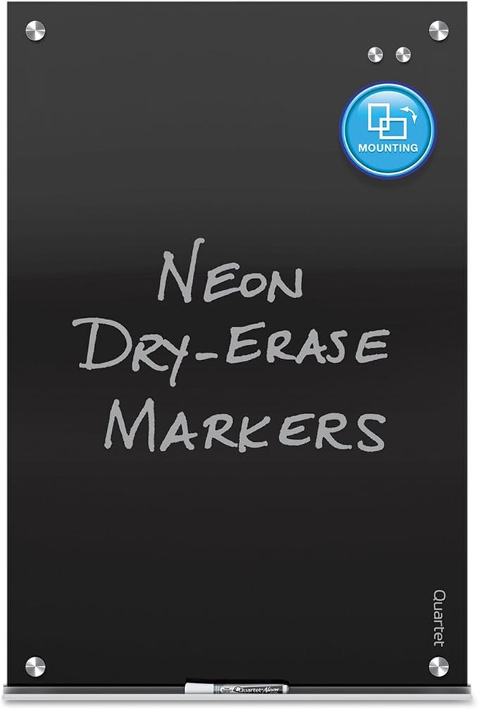 Quartet Glass Whiteboard, Non-Magnetic Dry Erase White Board, 24" x 18", Infinity Frameless Mounting, Includes Dry Erase Marker, Frosted White (G2418F)