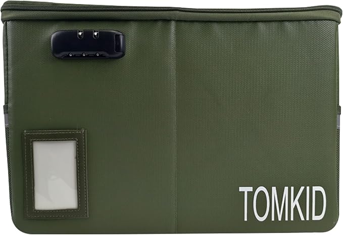 TOMKID Fireproof Document Box, Fire Proof Safe Box for Home Document Organizer with Lock, Fire Organizer Office Storage Cabinet for Hanging Letter/Legal Folder 16.1 x 12.9 x 11in (Green)