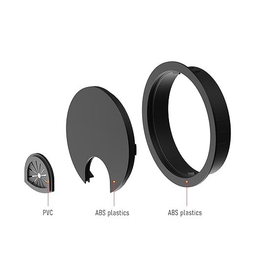 15 Pack Desk Grommet 2-1/8 Inch 53mm, ABS Plastic Computer Desk Wire Hole Cover, Office Desktop Cord Cable Hole Ring, Black
