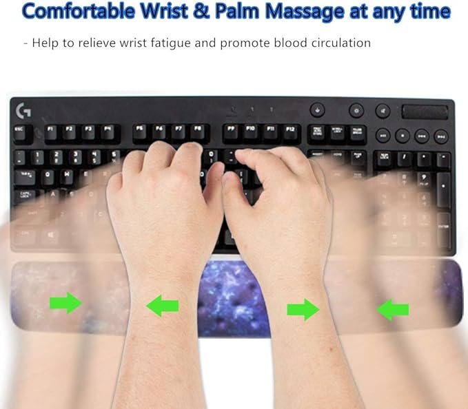 BRILA Keyboard Wrist Rest Support Cushion Pad for Computer, Laptop, Office Work, PC Gaming - Memory Foam Gel with Massage Holes Design - Non-Slip Easy Typing Wrist Pain Relief (Nebula)