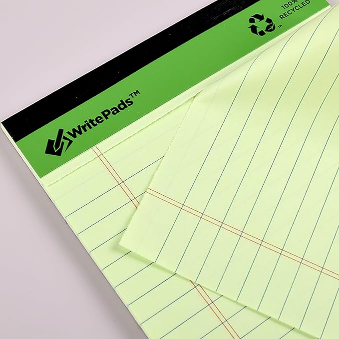 KAISA Colored Legal Pad 15lb Recycled Paper Writing Pad, 4pcs 5"x8" Narrow Ruled and 4pcs 8.5x11 inch Wide Ruled, 50 Sheets, Mixed 8pads, KSU-7358