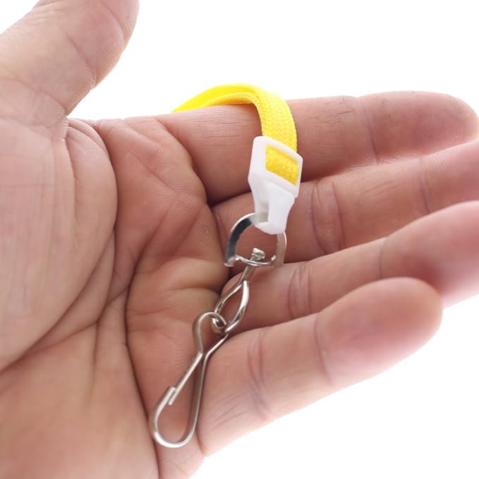 Specialist ID Bulk 100 Pack - Premium Flat Breakaway Lanyards for ID Badges & Badge Holders - 3/8" Wide Woven Safety Lanyard with Metal Swivel Hook for Teachers, Students, Cruise, Office (Yellow)