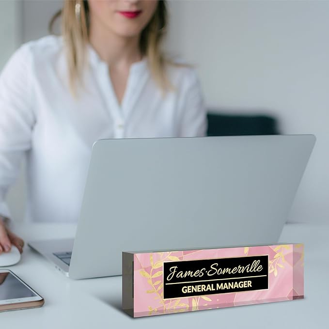 Desk Name Plate Personalized, Custom Name Plate for Desk, Acrylic Desktop Accessories, Office Gift & Decor for Women Men, Teacher Nurse Boss Employee Appreciation Gifts