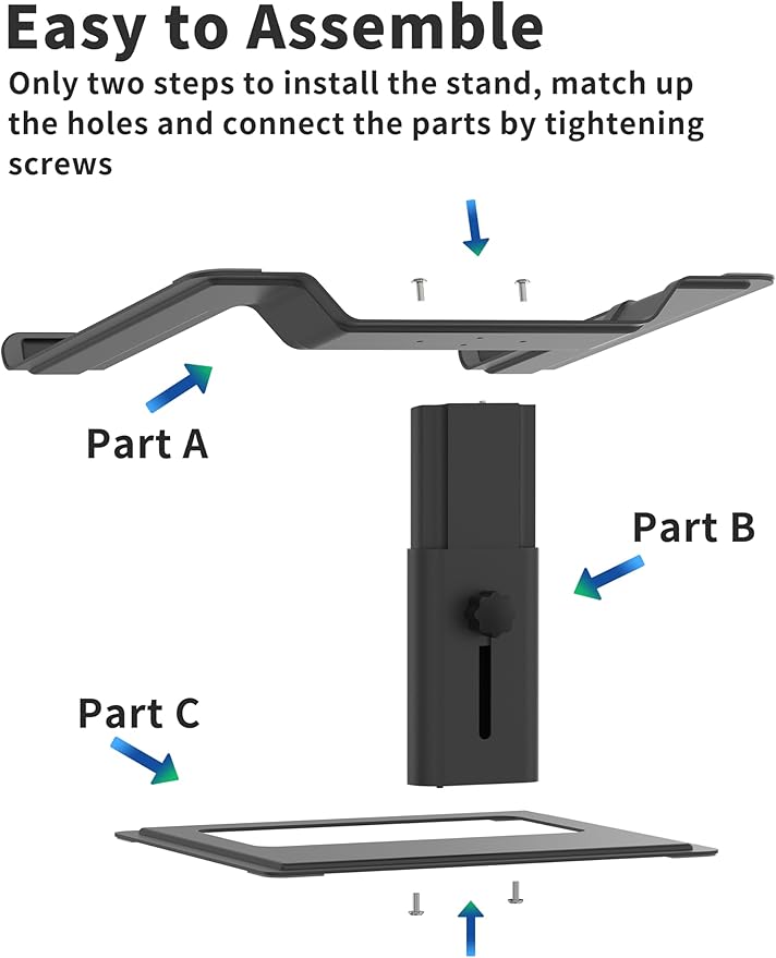 SOUNDANCE Adjustable Laptop Stand for Desk, Computer Stand, Ergonomic Laptop Riser Holder Compatible with 10 to 17.3 Inches Notebook PC Computer, Aluminum Black
