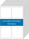 [500 Sheets 3000 Labels] Shipping Labels 3 1/3"x4" Printable White 6 up Labels for Laser/Inkjet Printers, Mailing FBA Address Label Sticker Paper - Permanent Adhesive Label Blank