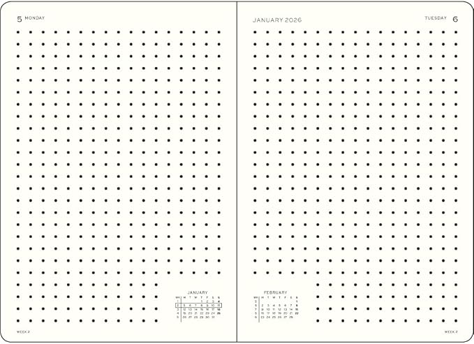 LEUCHTTURM1917 - Daily Planner 2026, Hardcover, Medium (A5), Dotted, Black (Jan 1 - Dec 31, 2026)