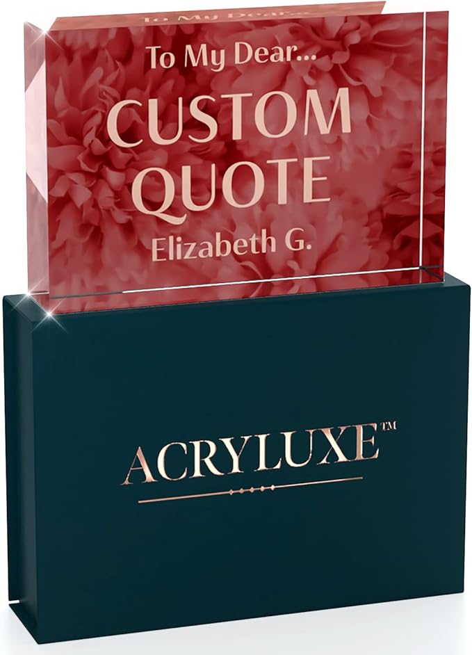 Personalized Gifts, Custom Quote Block Letter Board,Crystal-Clear Acrylic with Gift Box,17 Styles, Holiday and Christmas Gift for Mom, Dad, Girlfriend, Him or Her, Husband, Wife (4"x6", Rosy)