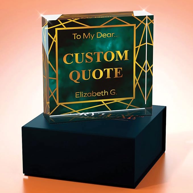 Personalized Gifts, Custom Quote Block Letter Board,Crystal-Clear Acrylic with Gift Box,17 Styles, Holiday and Christmas Gift for Mom, Dad, Girlfriend, Him or Her, Husband, Wife (4"x4, Affluent)