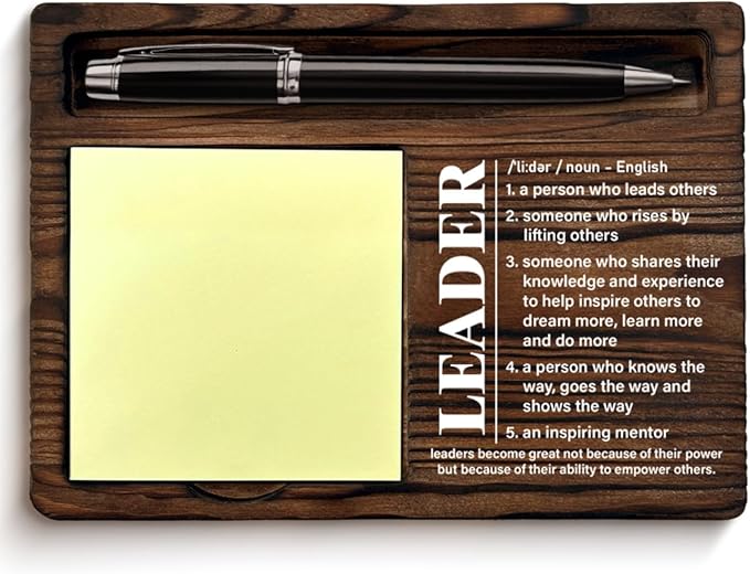 Leadership Gifts for Women Men, Thank You Gifts for Leader Boss Mentor Manager, Leader Definition Sticky Note Holder for Office Cubicle Decor, Boss's Day Gift Ideas